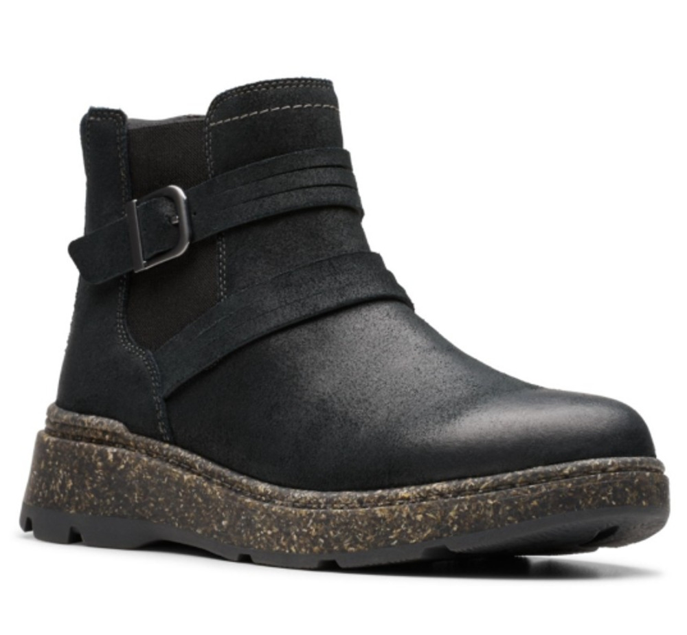 Clarks Womens Noralyn Ankle Boots US 8.5 Wide EU 39.5 Black Suede NIB